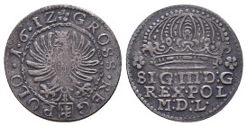 Polish–Lithuanian Commonwealth silver coin (Groschen / Grosz) Reference: Condition: Very Fine

Weight: 1,43 gr. Diameter: 20,1 mm