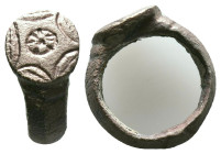 Bronze Ring Ae , Circa 10th-12th Century AD Reference : Condition: Very Fine

Weight: 4,69 gr. Diameter: 19,2 mm