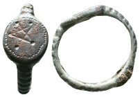 Bronze Ring Ae , Circa 10th-12th Century AD Reference : Condition: Very Fine

Weight: 3,81 gr. Diameter: 20,5 mm