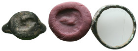 Bronze Ring Ae , Circa 10th-12th Century AD Reference : Condition: Very Fine

Weight:1,83 gr. Diameter:18,4 mm