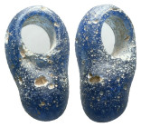 Deep cobalt blue glass Pendant (Possibly Phoenician or Mediterranean) Reference: Condition: Very Fine

Weight: 1,34 gr. Diameter: 17,8 mm