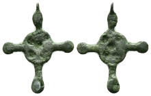 Medieval Bronze Cross Pendant (Lozenge-shaped Center)10th–12th century CE Reference: Condition: Very Fine

Weight: 1,04 gr. Diameter: 25,1 mm