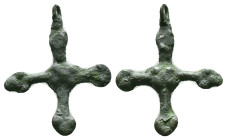 Medieval Bronze Cross Pendant (Lozenge-shaped Center)10th–12th century CE Reference: Condition: Very Fine

Weight: 1,21 gr. Diameter: 23,4 mm