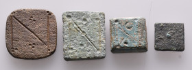 Lot of 4 Roman Bronze Commercial Weights Reference: Condition: Very Fine

Weight: 13,1 gr. Diameter: mm