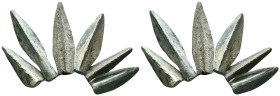 Lot of 6 Ancient Bronze Arrowheads(SOLD AS SEEN,NO RETURN.) Reference: Condition: Very Fine

Weight: gr. Diameter: mm