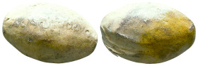 Ancient Lead Sling Bullet, 2nd–1st century BCE Reference : Condition: Very Fine 

Weight: 43,1 gr. Diameter: 30,4 mm