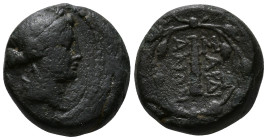 LYDIA. Sardes. Circa 2nd-1st centuries BC. Obv: Laureate head of Apollo, right. Rev: ΣAPΔIA / NΩN, Club right within wreath. Æ 14mm, 4,81g