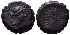 SELEUKID KINGDOM. Demetrios I Soter, 162-150 BC. Obv: Bust of Artemis to right, wearing stephane, with bow and quiver over shoulder. Rev: ΒΑΣΙΛΕΩΣ ΔΗΜ...