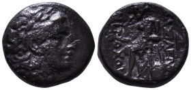 SELEUKID KINGDOM. Antiochos II Theos, circa 261-246 BC. Obv: Laureate head of Apollo to right. Rev: ΒΑΣΙΛΕΩΣ ΑΝΤΙΟΧΟΥ, Apollo seated left on omphalos,...
