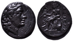 SELEUKID KINGDOM. Antiochos II Theos, circa 261-246 BC. Obv: Laureate head of Apollo to right. Rev: ΒΑΣΙΛΕΩΣ ΑΝΤΙΟΧΟΥ, Apollo seated left on omphalos,...