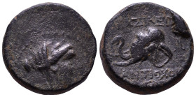 SELEUKID KINGDOM. Antiochos IV Epiphanes (175-164 BC). Antioch, 175-circa 173/2 BC. Obv: Veiled and diademed bust of Laodike IV right. Rev: ΒΑΣΙΛΕΩΣ Α...