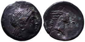 AEOLIS. Aegae. 4th-3rd centuries BC. Obv: Laureate head of Apollo right. Rev: AIΓΑE. Head of goat right. Æ 17mm, 3,70g