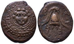 KINGS of MACEDON. Alexander III the Great, 336-323 BC. Salamis mint. Obv: Macedonian shield with gorgoneion in boss. Rev: B-A Crested Macedonian helme...