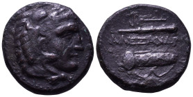 KINGS of MACEDON. Philip III Arrhidaios, 323-317 BC. Tarsus mint. Obv: Head of Herakles right, wearing lion skin. Rev: ΑΛΕΞΑΝΔΡoΥ. Bow, quiver and clu...