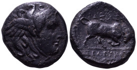 SELEUKID KINGDOM. Seleukos I Nikator, 312-281 BC. Obv: Winged head of Medusa right. Rev: BAΣIΛEΩΣ / ΣEΛEYKOY. Bull butting right. Æ 18mm, 6,64g