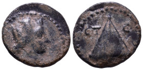 CAPPADOCIA. Caesarea. Pseudo-autonomous. Time of Trajan. 98-117. Obv: Turreted head of Tyche right. Rev: Date, Pyramid. Æ 14mm, 2,00g