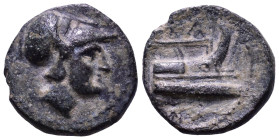 KINGS of MACEDON. Demetrios I Poliorketes, 306-283 BC. Salamis mint. Struck circa 300-295 BC. Obv: Helmeted male head right. Rev: Prow right; BA above...