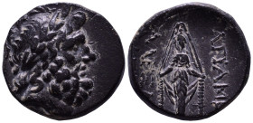 PHRYGIA. Apameia. Circa 133-48 BC. Alexan-, and Artem-, magistrates. Obv: Laureate head of Zeus right. Rev: ΑΠΑΜΕ / AΛΞAN APTEMI. Facing statue of Art...