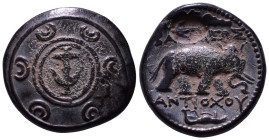 SELEUKID KINGDOM. Antiochos I Soter, 281-261 BC. Antioch on the Orontes. Obv: Macedonian shield with central anchor. Rev: ΒΑΣΙΛΕΩΣ ΑΝΤΙΟΧΟΥ Elephant w...