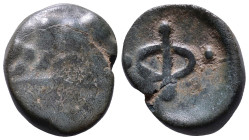 PHLIASIA. Phlious. Circa 400-350 BC. Obv: Bull butting to left, head lowered and facing. Rev: Large Φ between two pellets. Æ 14mm, 1,82g