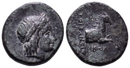 IONIA. Kolophon. Circa 360-330 BC. Dionysodoros, magistrate. Obv: Laureate head of Apollo right. Rev: ΔΙΟΝΥΣΟΔΩΡΟΣ ΚΟΛ, forepart of horse right. Æ 13m...