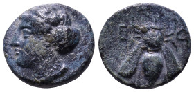 IONIA. Ephesos. Circa 375-325 BC. Obv: Female head left. Rev: E - Φ Bee. Æ 10mm, 1,11g