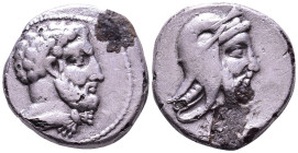 CILICIA. Mallos. Tiribazos. Satrap of Lydia. 388-380 BC. Obv: Bearded head of Herakles right, lion skin tied around neck. Rev: Head right, wearing sat...