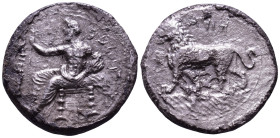 CILICIA. Tarsos. Mazaios. Satrap of Cilicia. 361/0-334 BC. AR Stater Obv: Baaltars seated to left on throne, his torso facing, holding lotus-tipped sc...