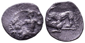 CILICIA. Tarsos. Mazaios, Satrap of Cilicia, 361/0-334 BC. Obv: Baaltars seated left, holding lotus-tipped sceptre, grain ear and grape bunch. Rev: Li...