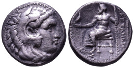 KINGS of MACEDON. Alexander III 'the Great'. 336-323 BC. AR Drachm. Lifetime issue of Sardes. Circa 334-323 BC. Obv: Head of Herakles right, wearing l...