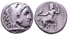 KINGS of MACEDON. Philip III Arrhidaios. 323-317 BC. AR Drachm. Struck under Menander or Kleitos, in the types of Alexander III. Obv: Head of Herakles...