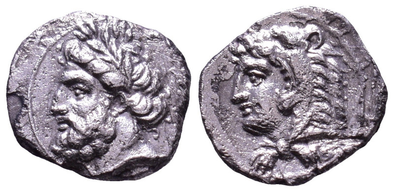 CILICIA. Uncertain. 4th century BC. Obv: Laureate head of Zeus left. Rev: Head o...