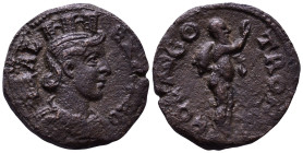 TROAS. Alexandria Troas. temp. Valerian I to Gallienus. AD 253-268. Obv: LEXA TRO CO AV; draped bust of Tyche, right; behind her, inscribed vexillum. ...