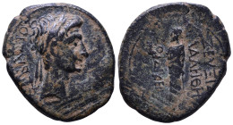 PHRYGIA. Laodicea ad Lycum. Augustus, 27 BC-14 AD. Zeuxis Philalethes, magistrate. Obv: ΣEBAΣTOΣ Laureate head right; lituus to right. Rev: ZEVΞIΣ ΦIΛ...