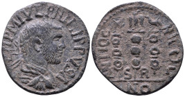 PISIDIA. Antiochia .Philip I, 244-249. Obv: MP M IVL PHILIPPVS A Radiate, draped and cuirassed bust of Philip to right. Rev: ANTIOCHI COL-ON / S-R Vex...