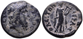PHRYGIA. Hierapolis. Pseudo-autonomous issue. Circa 2nd century. Obv: ΖЄYϹ ΤΡΩΙΟϹ Diademed head of Zeus Troios to right. Rev: ΙЄΡΑΠΟΛЄΙΤΩΝ Apollo stan...