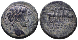 PHRYGIA. Apameia. Augustus, with Gaius Caesar, 27 BC-AD 14. Gaius Masonius Rufus, magistrate. Obv: ΣΕΒΑΣΤΟΣ Laureate head of Augustus, right. Rev: ΓΑΙ...