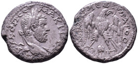 MESOPOTAMIA. Edessa. Macrinus, 217-218. Billon Tetradrachm. Obv: ΑΥ ΚΑ Μ ΟΠ ϹΕ ΜΑΚΡΙΝΟϹ Ϲ Laureate head of Macrinus, right. Rev: ΔΗΜΑΡΧ ΕΞ ΥΠΑΤΟϹ Eagl...