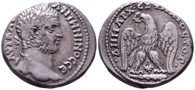 PHOENICIA. Tyre. Caracalla, 198-217. Billon Tetradrachm. Obv: ΑΥΤ ΚΑΙ ΑΝΤωΝΙΝΟC CЄ Laureate head of Caracalla right. Rev: •ΔΗΜΑΡX ЄΞ ΥΠΑΤΟC ΤΟ Γ• Eagl...