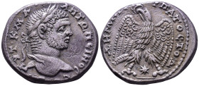 SYRIA. Laodiceia ad Mare. Caracalla, 198-217. Billon Tetradrachm. Obv: ΑΥΤ Κ Μ Α ΑΝΤΩΝΕΙΝΟϹ ϹΕΒ Laureate head of Caracalla, right. Rev: ΔΗΜΑΡΧ ΕΞ ΥΠΑΤ...