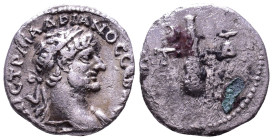 CAPPADOCIA. Caesarea. Hadrian, 117-138. AR Hemidrachm. Obv: AVTO KAIC TPAI AΔPIANOC CЄBACT. Laureate head right, with slight drapery. Rev: ЄT Δ Club f...