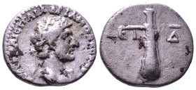 CAPPADOCIA. Caesarea. Hadrian, 117-138. AR Hemidrachm. Obv: AVTO KAIC TPAI AΔPIANOC CЄBACT. Laureate head right, with slight drapery. Rev: ЄT Δ Club f...