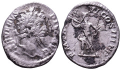 Septimius Severus, 193-211. AR Denarius. Obv: SEVERVS PIVS AVG Laureate head right. Rev: P M TR P XVI COS III P P Jupiter advancing right, hurling thu...