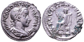 Gordian III, 238-244. AR Denarius. Rome. Obv: IMP GORDIANVS PIVS FEL AVG Laureate, draped and cuirassed bust of Gordian III to right, seen from behind...