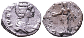 Julia Domna. Augusta, 193-211. AR Denarius. Laodicea ad Mare (Latakia). Obv: IVLIA AVGVSTA Bust of Julia Domna, hair waved and coiled at back, draped,...