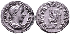 Gordian III, 238-244. AR Denarius. Rome. Obv: IMP GORDIANVS PIVS FEL AVG Laureate, draped and cuirassed bust right. Rev: SECVRITAS PVBLICA Securitas s...