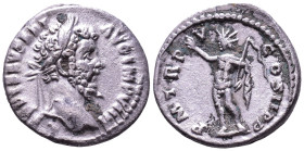 Septimius Severus, 193-211. AR Denarius. Laodicea ad Mare. Obv: L SEPT SEV PERT AVG IMP VIIII Laureate head right. Rev: P M TR P V COS II P P Sol stan...