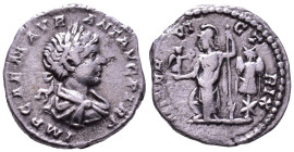 Caracalla, 198-217. AR Denarius. Laodicea ad Mare. Obv: IMP CAE M AVR ANT AVG P TR P Laureate and draped bust right. Rev: MINER VICTRIX Minerva standi...
