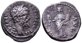 Septimius Severus, 193-211. AR Denarius. Emesa, 194-195. Obv: IMP CAE L SEP SEV PERT AVG COS II Laureate head of Septimius Severus to right. Rev: LIBE...