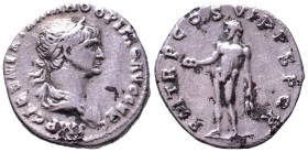 Trajan, 98-117. AR Denarius. Rome, 114-116. Obv: IMP CAES NER TRAIANO OPTIMO AVG GER DAC Laureate and draped bust of Trajan to right. Rev: PM TR P COS...